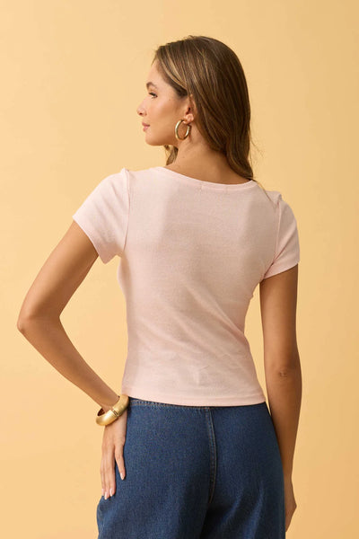 BLUSA BASICA RIBANA CANELADA ROSA PETALA