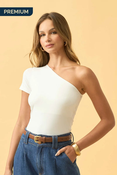 BLUSA UM OMBRO SO EM POLIAMIDA OFF