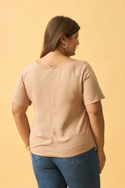 BLUSA COM DECOTE QUADRADO SLUB LISO CASTOR