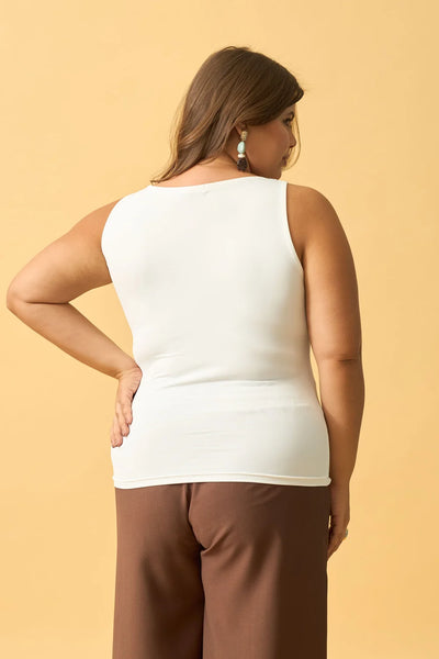 CAMISETA DECOTE U EM POLIAMIDA OFF-WHITE