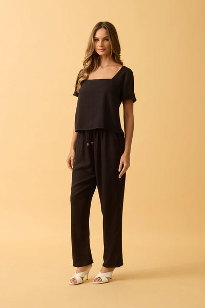 CALCA CENOURA COM BOLSO TWILL PRETO
