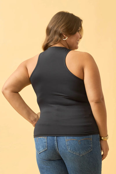 BLUSA COM FIVELA NO DECOTE EM POLIAMIDA PRETO