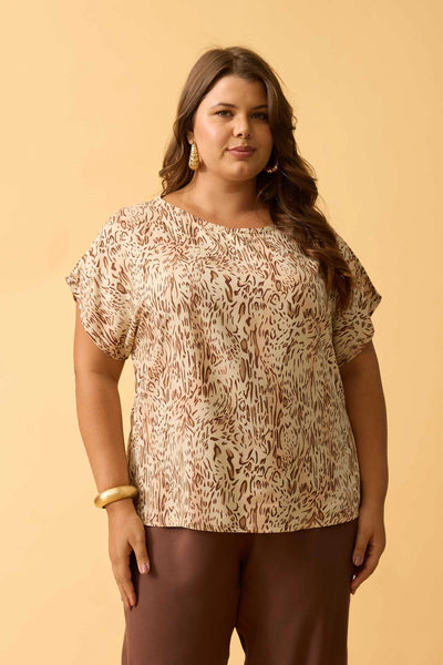 BLUSA COM MANGA JAPONESA ANIMAL PRINT I OFF