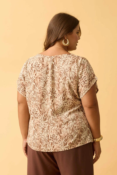 BLUSA COM MANGA JAPONESA ANIMAL PRINT I OFF