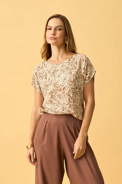 BLUSA COM MANGA JAPONESA ANIMAL PRINT I OFF