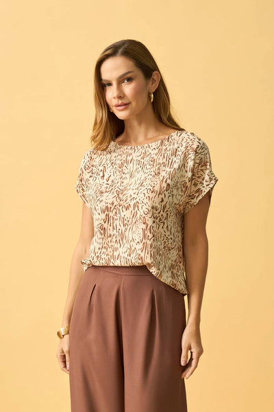 BLUSA COM MANGA JAPONESA ANIMAL PRINT I OFF