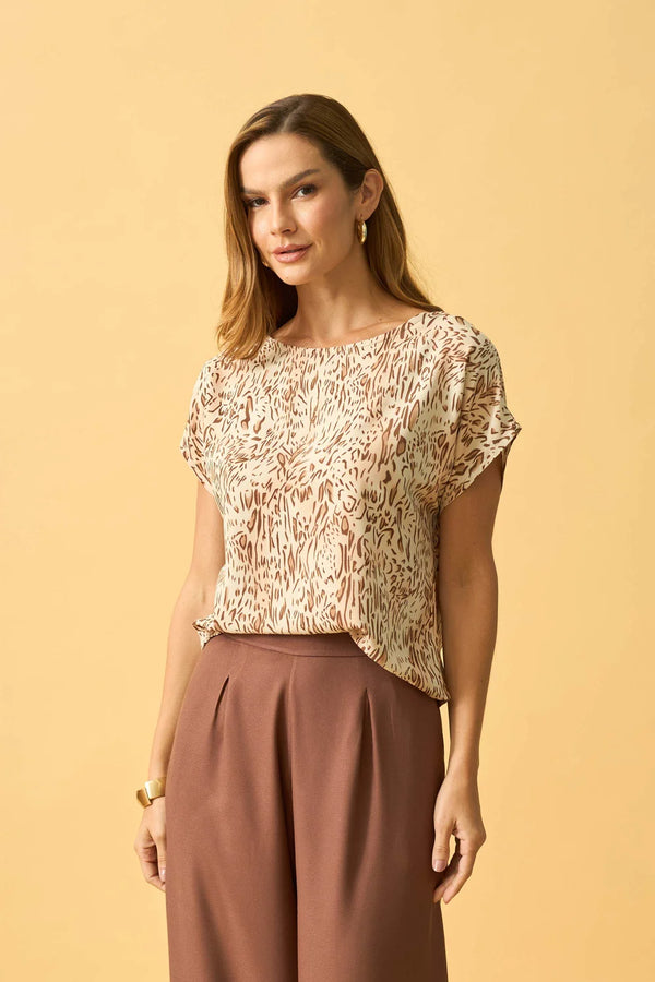 BLUSA COM MANGA JAPONESA ANIMAL PRINT I OFF