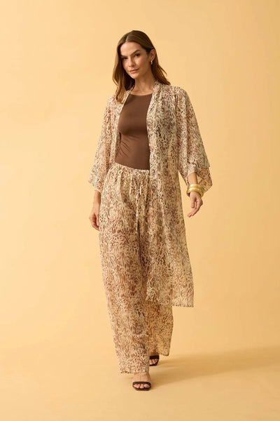 MAXI KIMONO COM FENDA CHIFFON ANIMAL PRINT II OFF