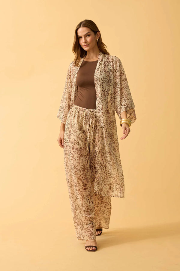 MAXI KIMONO COM FENDA CHIFFON ANIMAL PRINT II OFF