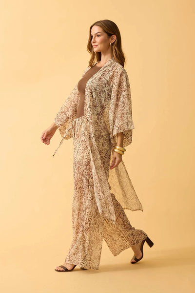 MAXI KIMONO COM FENDA CHIFFON ANIMAL PRINT II OFF
