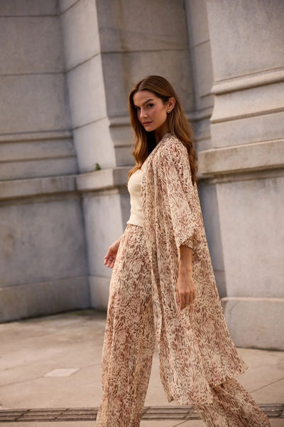 MAXI KIMONO COM FENDA CHIFFON ANIMAL PRINT II OFF