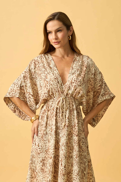 VESTIDO CURTO COM DECOTE V E CADARCO ANIMAL PRINT I OFF