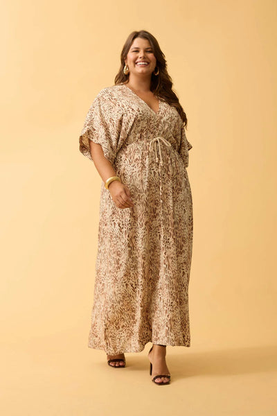 VESTIDO LONGO COM CADARCO ANIMAL PRINT I OFF
