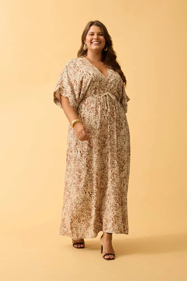 VESTIDO LONGO COM CADARCO ANIMAL PRINT I OFF