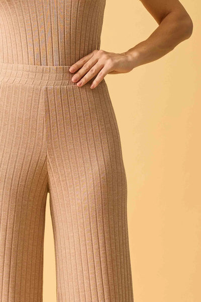 CALCA PANTALONA CANELADA FLANEL COM ELASTICO BEGE QUENTE