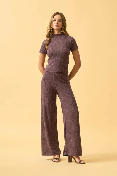 CALCA PANTALONA CANELADA FLANEL COM ELASTICO ROXO FRUTADO