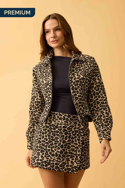 JAQUETA COM ZIPER E BOTAO JACQUARD ONCA
