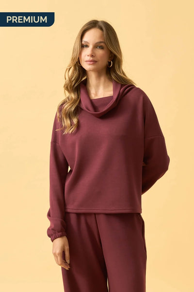 BLUSA COM GOLA MOLETINHO MODAL VINHO