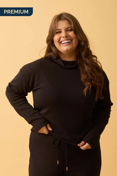 BLUSA COM GOLA MOLETINHO MODAL PRETO