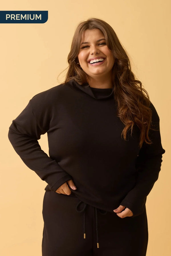 BLUSA COM GOLA MOLETINHO MODAL PRETO