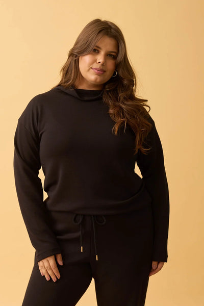 BLUSA COM GOLA MOLETINHO MODAL PRETO