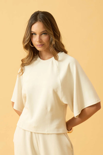 BLUSA COM MANGA RAGLAN MOLETINHO MODAL CINZA ALGODAO