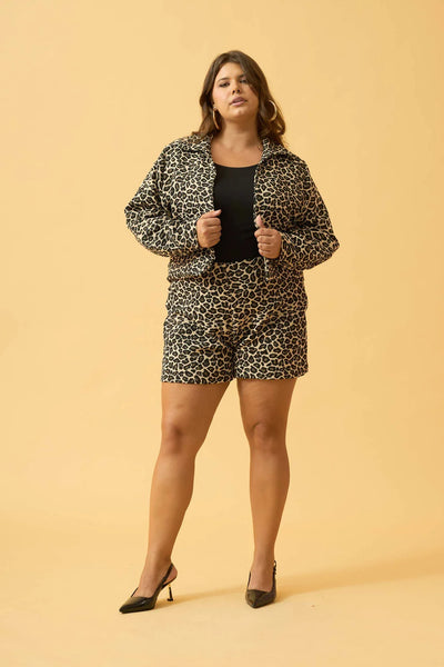 SHORT COM ZIPER JACQUARD ONCA
