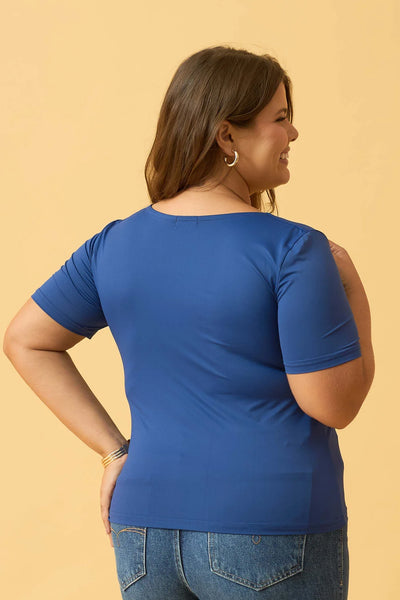 BLUSA COM MANGA CURTA POLIAMIDA AZUL MEDIEVAL