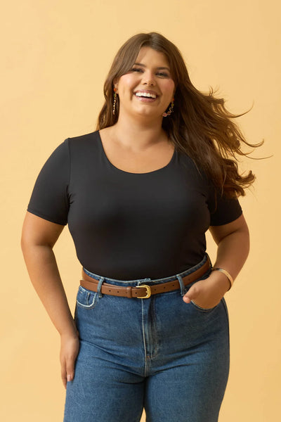 BLUSA COM MANGA CURTA POLIAMIDA PRETO