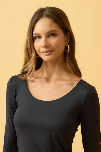 BLUSA COM DECOTE U POLIAMIDA PRETO