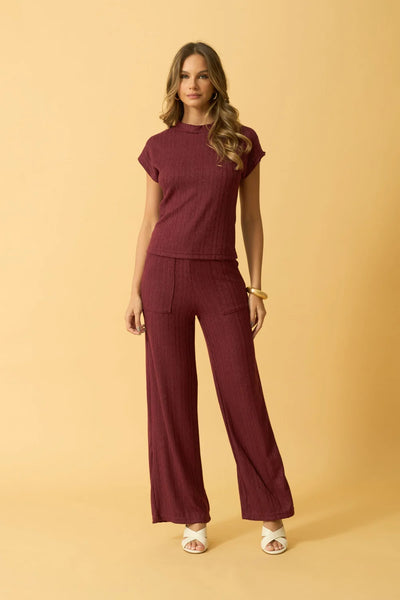 BLUSA COM GOLA JACQUARD DUBLIN VINHO