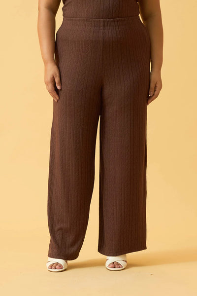 CALCA RETA JACQUARD DUBLIN MARROM ESCURO