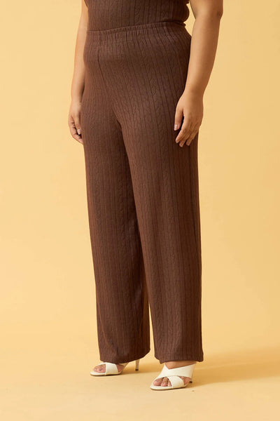 CALCA RETA JACQUARD DUBLIN MARROM ESCURO