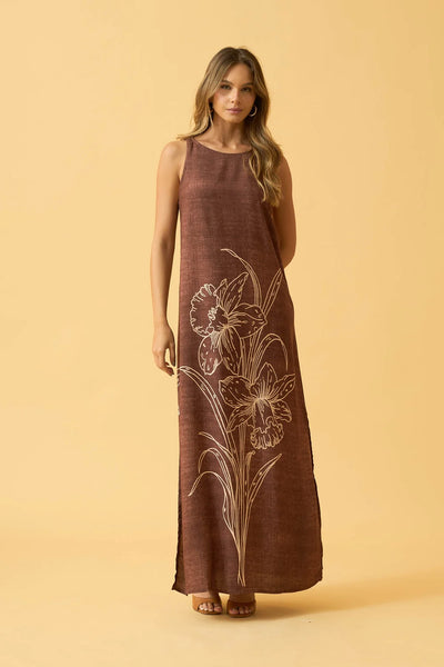 VESTIDO LONGO REGATA ORQUIDEA MARROM