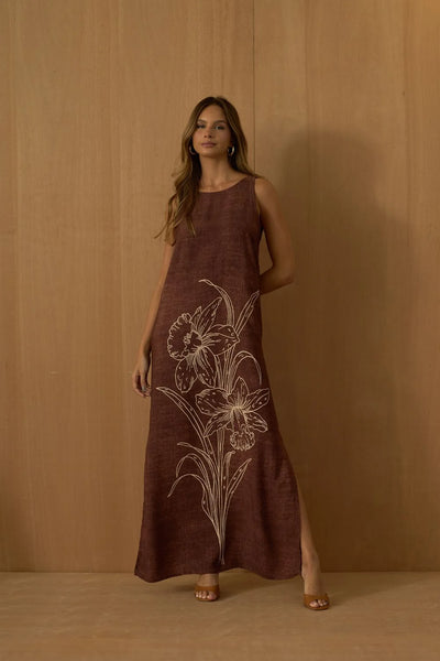 VESTIDO LONGO REGATA ORQUIDEA MARROM