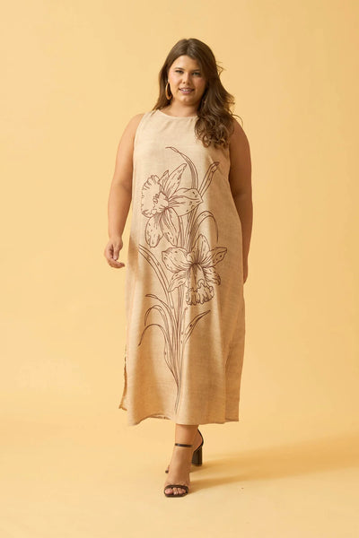 VESTIDO LONGO CROPPED ORQUIDEA BEGE