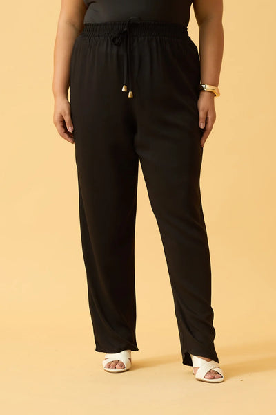 CALCA CENOURA COM CORDINHA TWILL PRETO