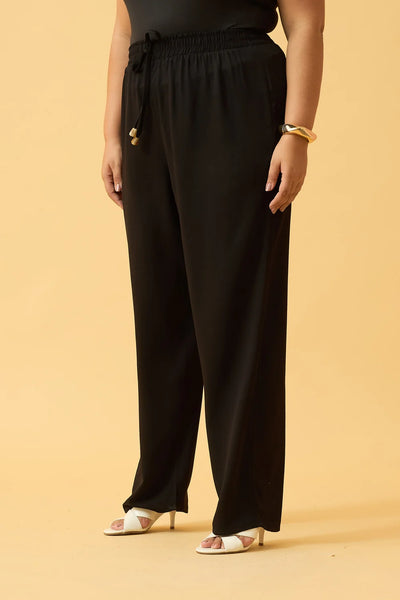 CALCA CENOURA COM CORDINHA TWILL PRETO