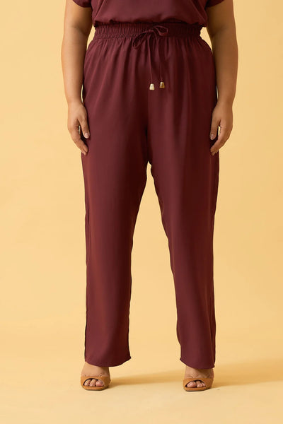 CALCA CENOURA COM CORDINHA TWILL VINHO