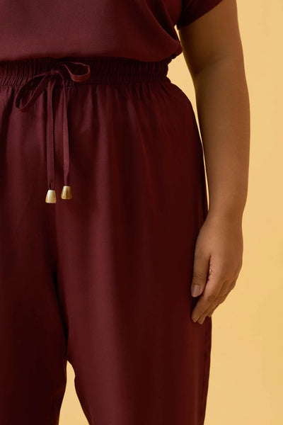 CALCA CENOURA COM CORDINHA TWILL VINHO