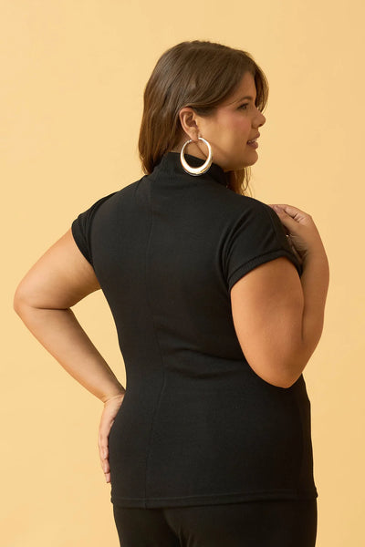BLUSA BARCELONA FLAT COM GOLA CANELADO PRETO