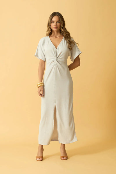 VESTIDO MIDI COM FENDA BARCELONA GREY