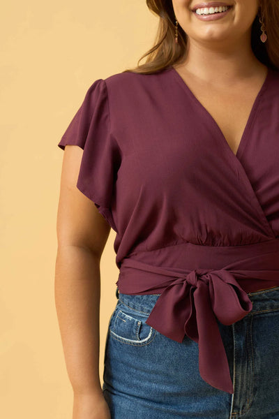 BLUSA TRANSPASSADA COM AMARRACAO ROXO FRUTADO