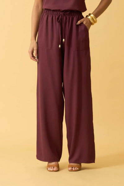 CALCA RETA COM BOLSO TWILL ROXO FRUTADO