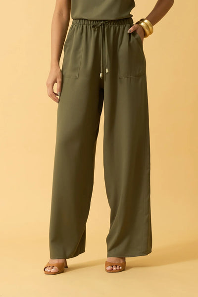 CALCA RETA COM BOLSO TWILL OLIVE NIGHT