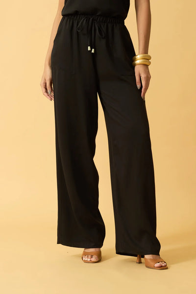 CALCA RETA COM BOLSO TWILL PRETO