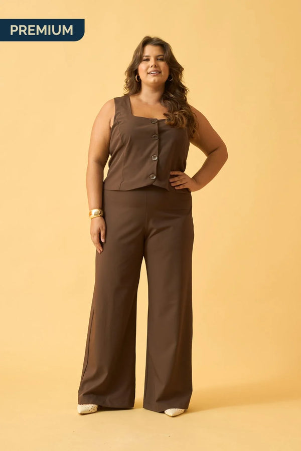 CALCA RETA COM ZIPER ALFAIATARIA CAFE