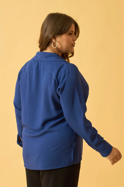 BLUSA SOCIAL COM BOTOES AZUL CREPUSCULO