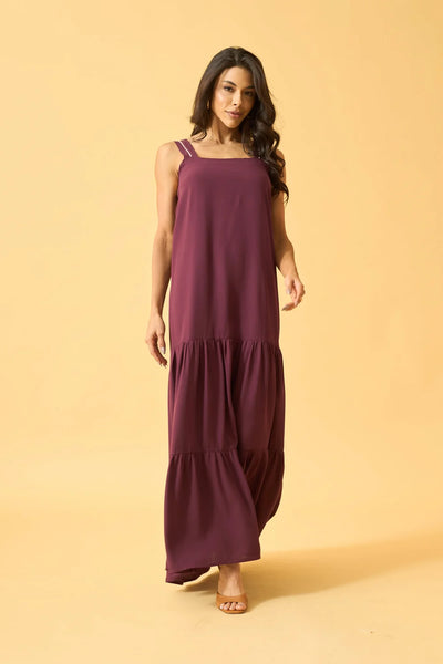 VESTIDO LONGO COM SAIAS MARIAS ROXO FRUTADO