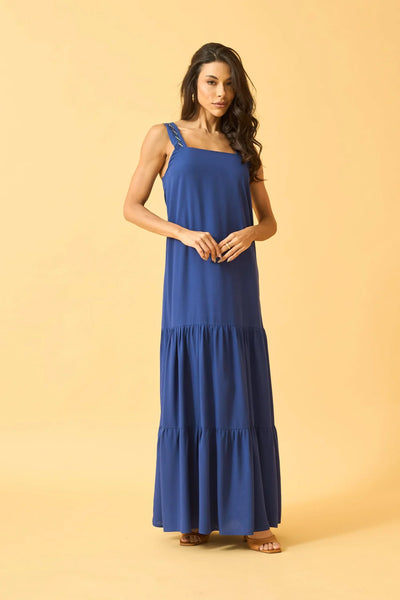 VESTIDO LONGO COM SAIAS MARIAS AZUL CREPUSCULO
